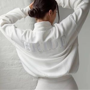 Bride Statement Quarter Zip Sweatshirt - White